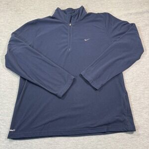Nike Sweatshirts Men XXL Blue Pullover Dri-Fit Quarter Zip Mock Neck